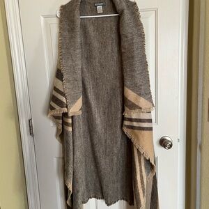 Burberry Beige and Brown Wool Poncho